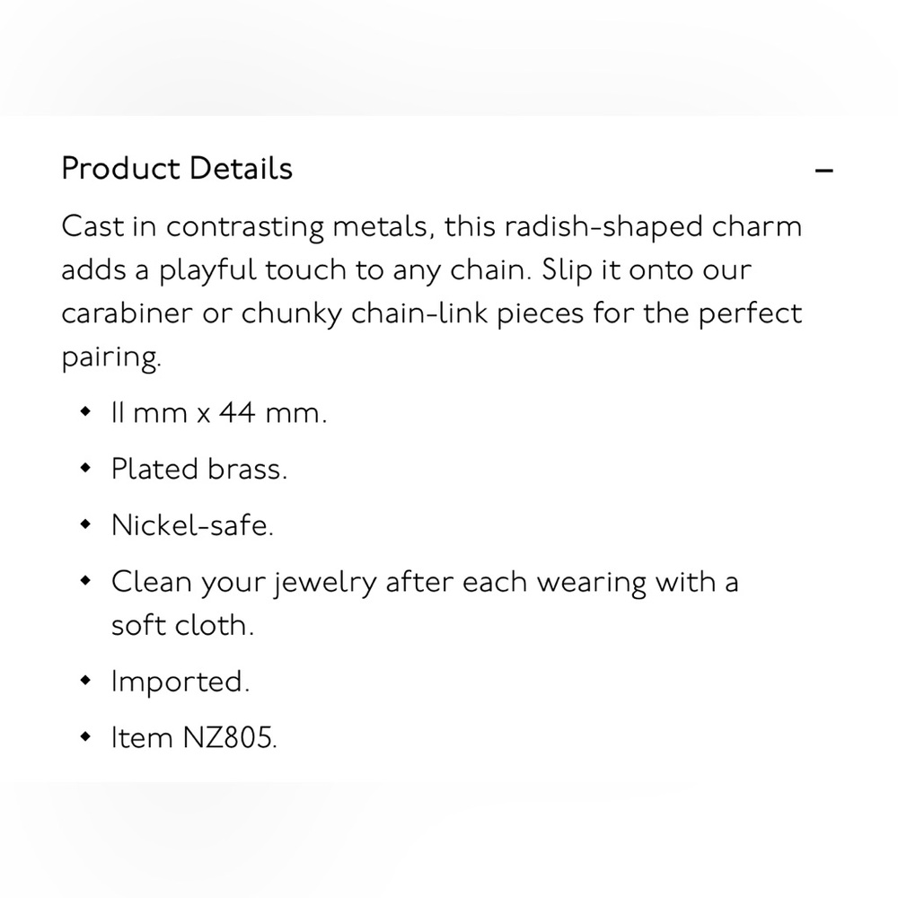 NWT MADEWELL Mixed Metal Radish Charm - Picture 4 of 7